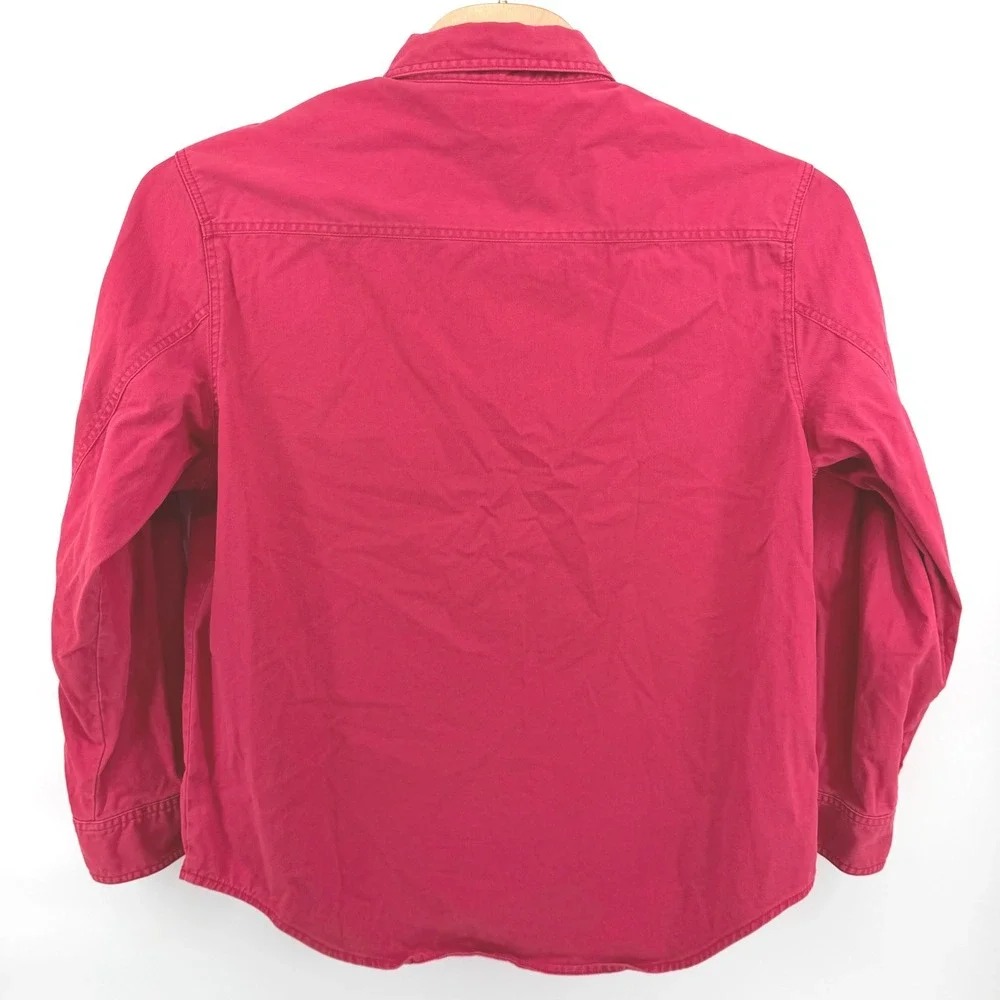 Vintage Levis Jeans Red Canvas Denim Button Down Shirt Mens Large Heavy Cotton